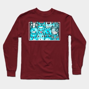 Doodle Cat Cyan META 12 Long Sleeve T-Shirt